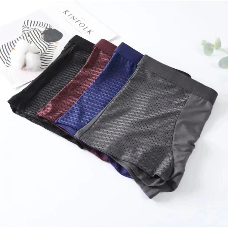Alobee 4Pcs Bamboo wear Bamboo Boxer Short Men Microfiber Boxer Briefs Underwear Compression Stretch