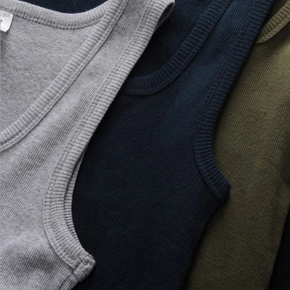 New Men's Pure Cotton Tight Vest Casual Sports Tank Tops Middle-aged Sleeveless Basic Tops Quick Drying Bodybuilding Vest