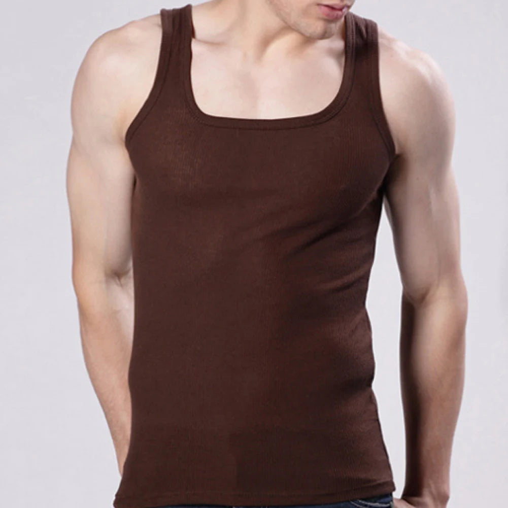 New Men's Pure Cotton Tight Vest Casual Sports Tank Tops Middle-aged Sleeveless Basic Tops Quick Drying Bodybuilding Vest