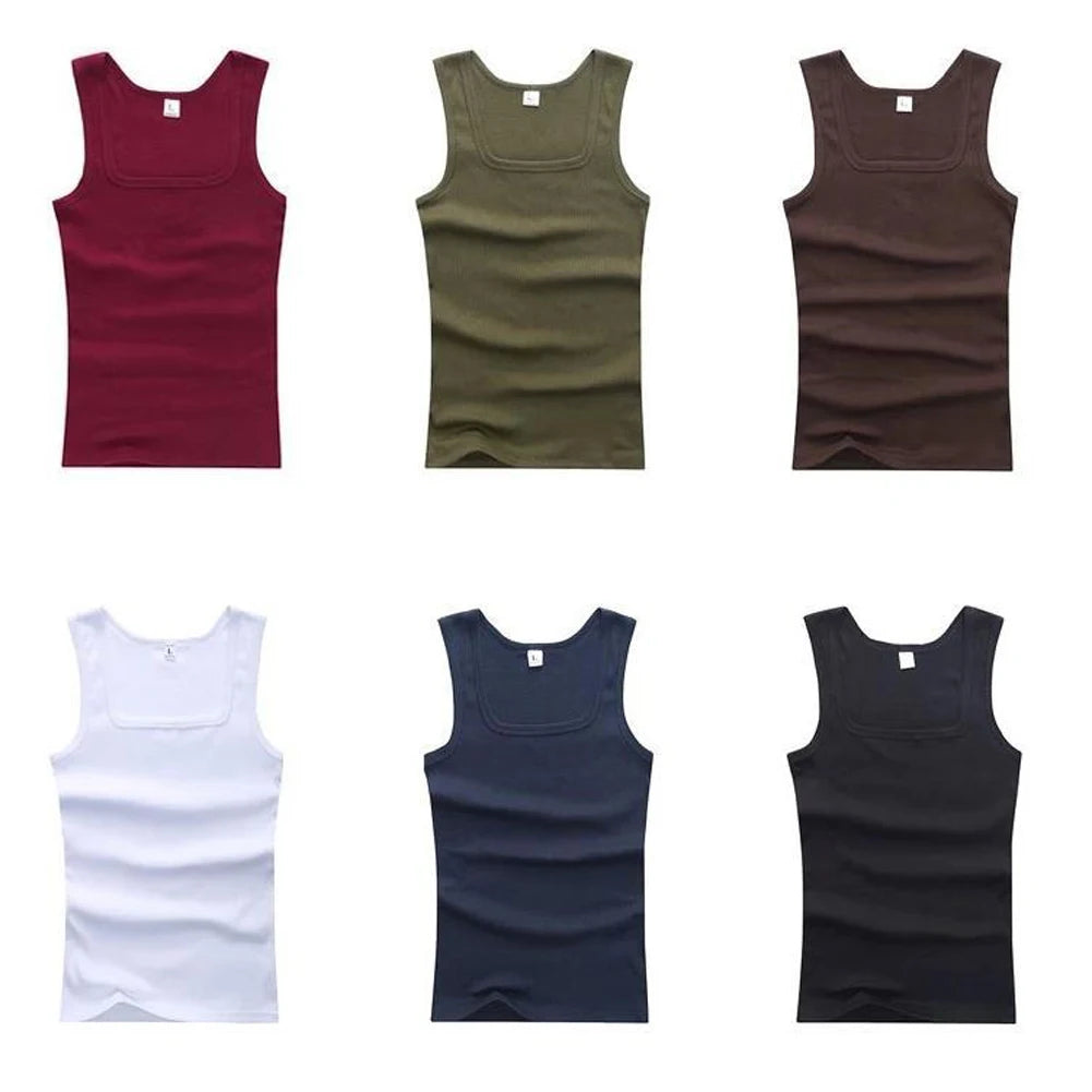 New Men's Pure Cotton Tight Vest Casual Sports Tank Tops Middle-aged Sleeveless Basic Tops Quick Drying Bodybuilding Vest
