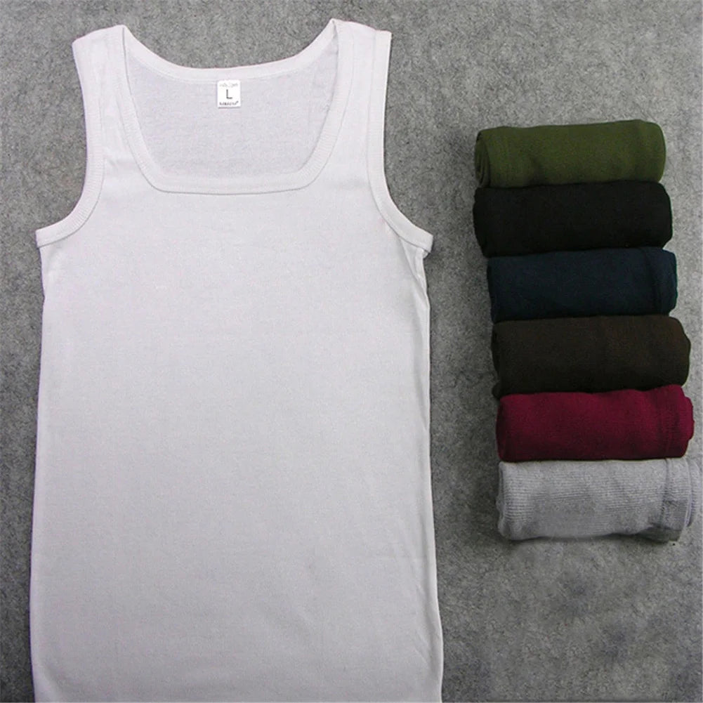 New Men's Pure Cotton Tight Vest Casual Sports Tank Tops Middle-aged Sleeveless Basic Tops Quick Drying Bodybuilding Vest