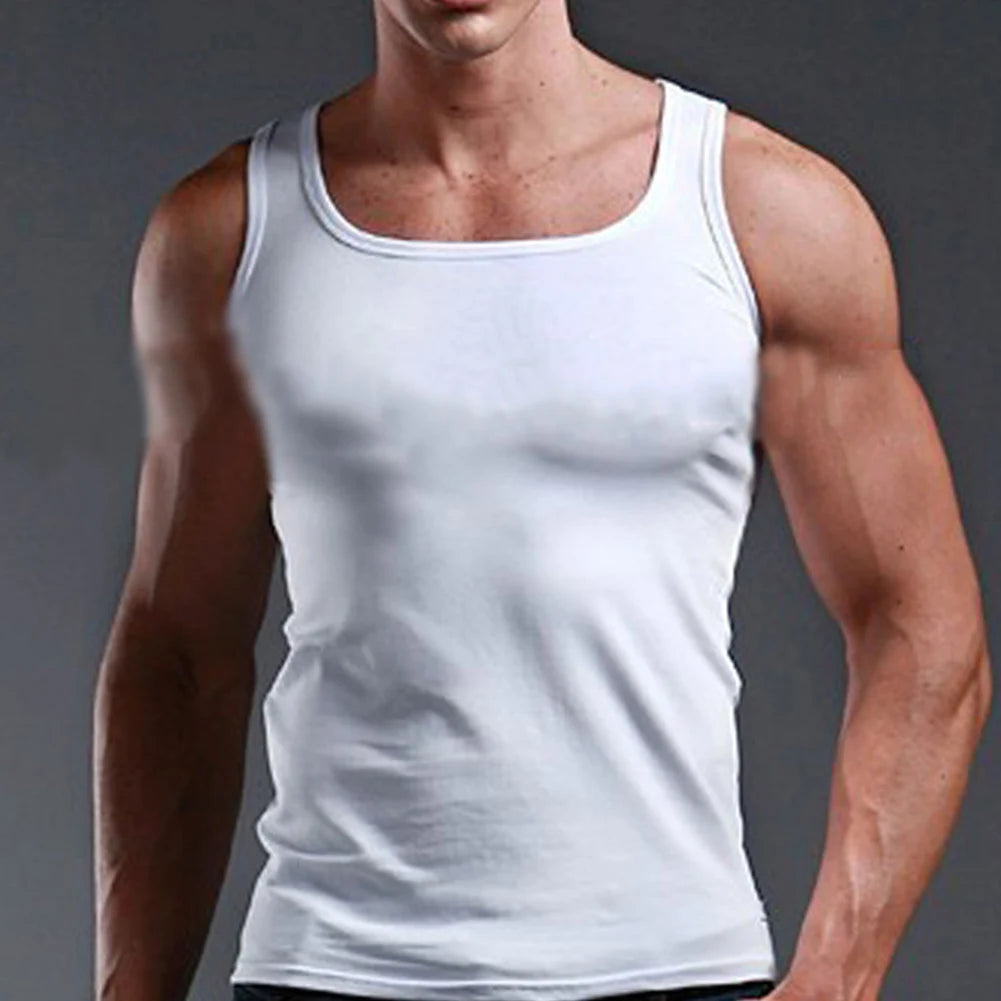 New Men's Pure Cotton Tight Vest Casual Sports Tank Tops Middle-aged Sleeveless Basic Tops Quick Drying Bodybuilding Vest