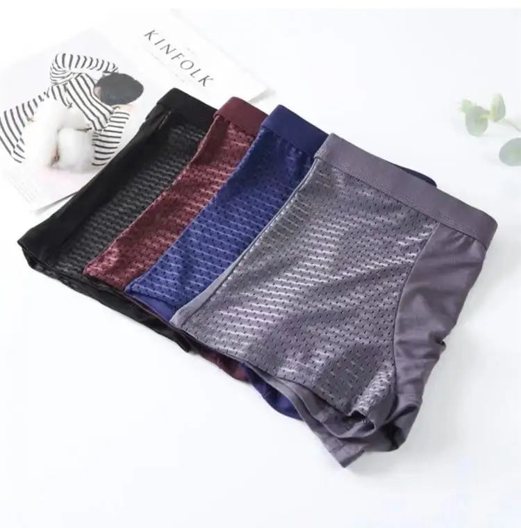 Alobee 4Pcs Bamboo wear Bamboo Boxer Short Men Microfiber Boxer Briefs Underwear Compression Stretch