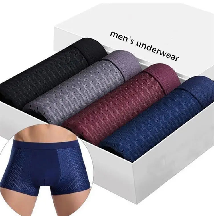 Alobee 4Pcs Bamboo wear Bamboo Boxer Short Men Microfiber Boxer Briefs Underwear Compression Stretch