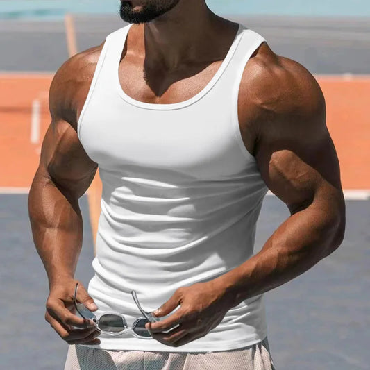 New Men's Pure Cotton Tight Vest Casual Sports Tank Tops Middle-aged Sleeveless Basic Tops Quick Drying Bodybuilding Vest
